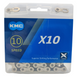 Цепь KMC Х10 Silver/Black 10 скоростей, 116 звеньев + замок